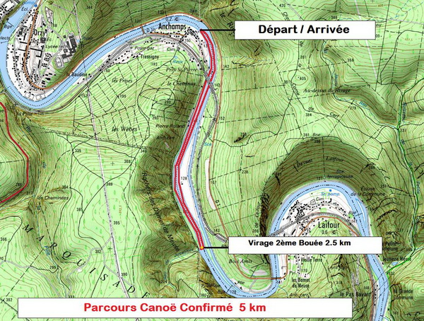 Parcours canoé : 5km ...3/4h à ramer