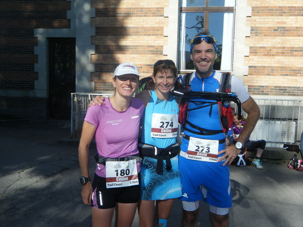 David Bayard, Céline Lucak et Céline Schneider au départ du 27km