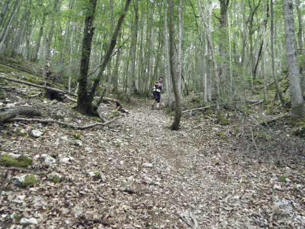 1ère combe, 1ère descente abrupte avec les pierres qui roulent sous les pieds....mais on ne s'en rend pas compte sur la photo