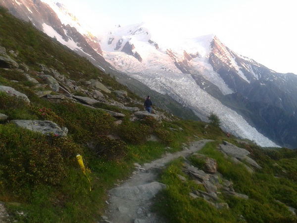 Plan de l'aiguille 2184m coucher de soleils sur le glacier des bossons 