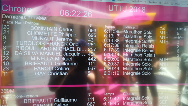  les arrivées des 3 courses en cours : l'intégrale solo, le marathon solo et le marathon relais