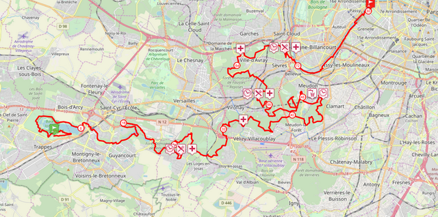 Un parcours un peu tortueux....mais avec parcs et forêts 